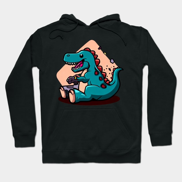 gamer dinosaur Hoodie by enzoart11